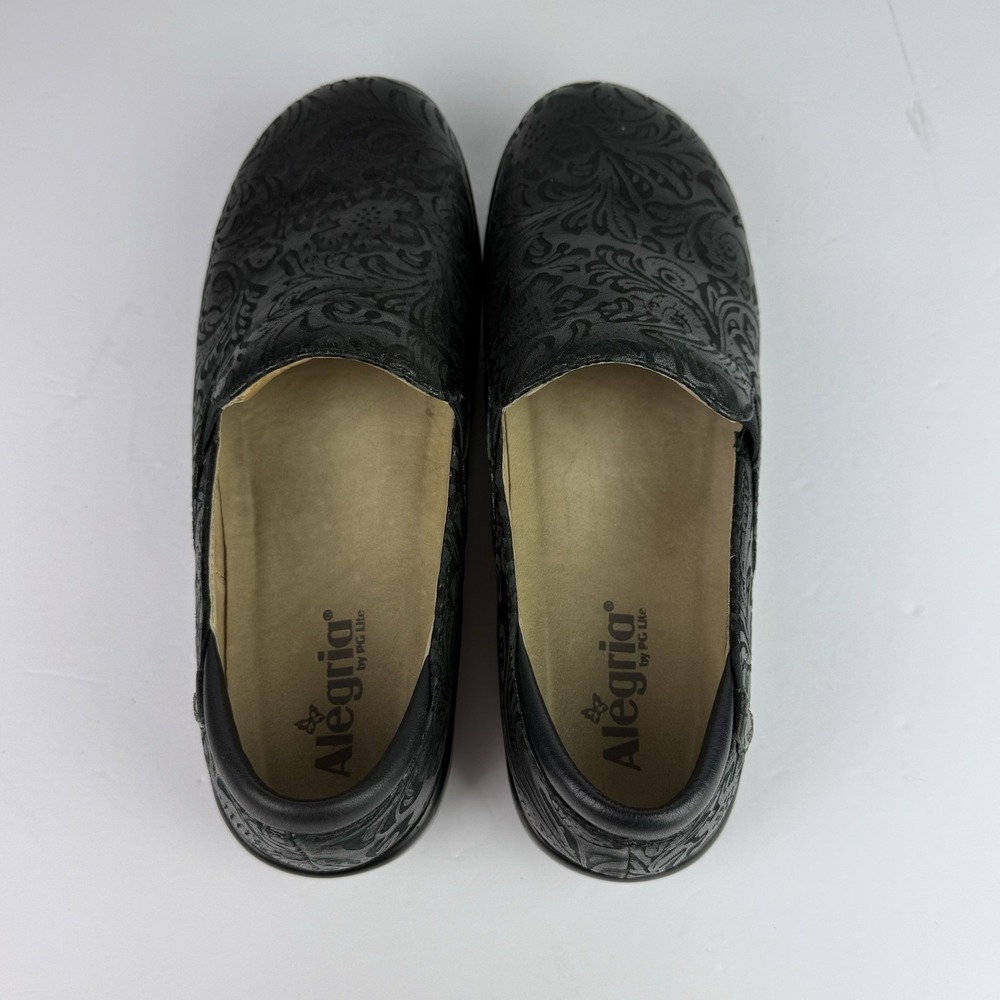 Alegria Keli KEL-431 Women Embossed Paisley Black Leather Clog Shoes 41 / 10.5 - Picture 8 of 11